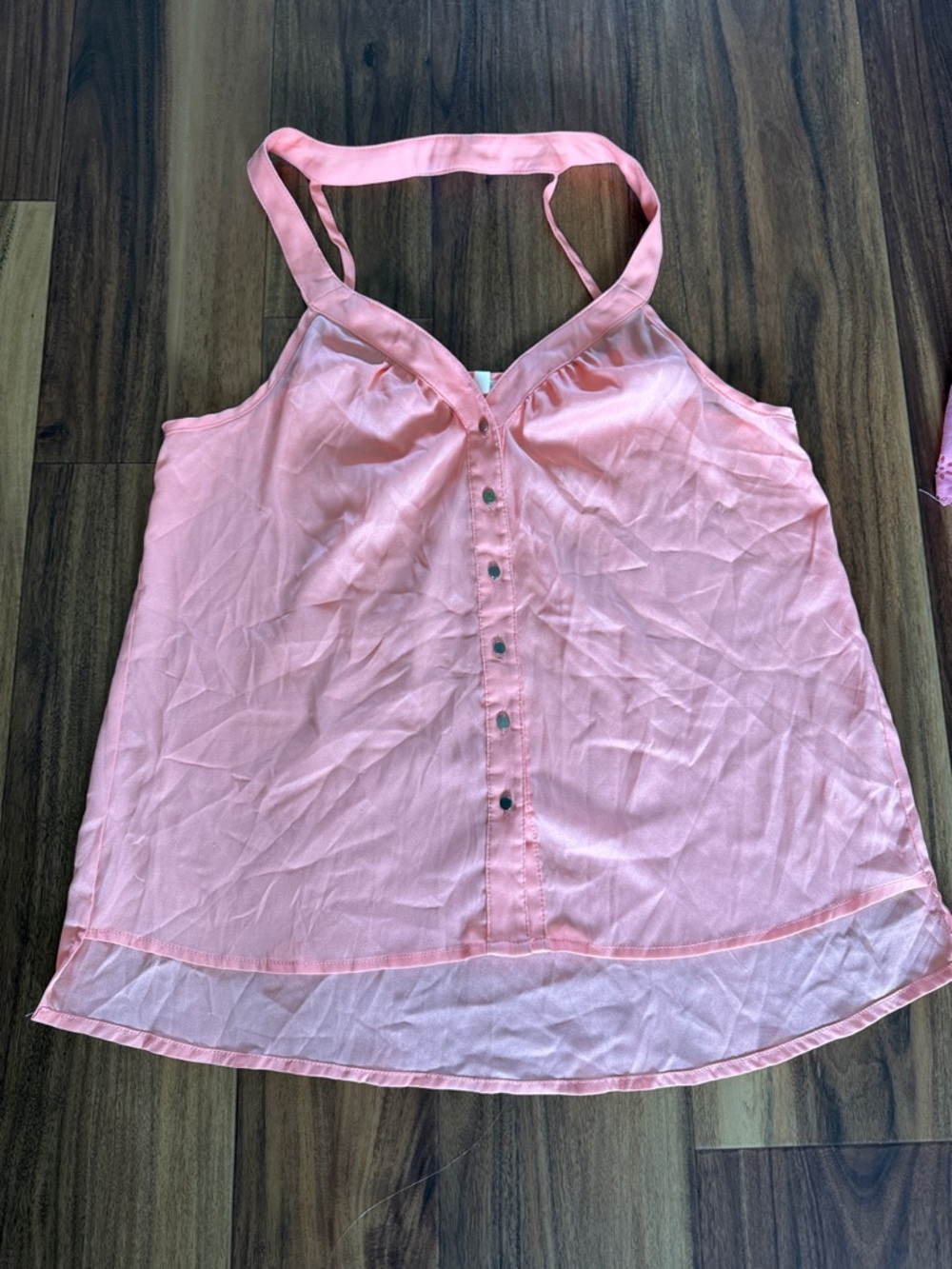 Under Skies Pink Halter Button-Front Tank Top